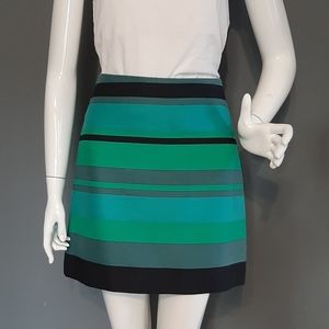 LOFT Striped Skirt in Shades of Blues and Greens